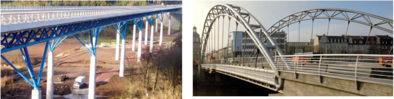 Figure 1  a) St. Kilian viaduct, Germany    b) Luitpold bridge, Germany  ii)  Bridges used high strength steel sections 