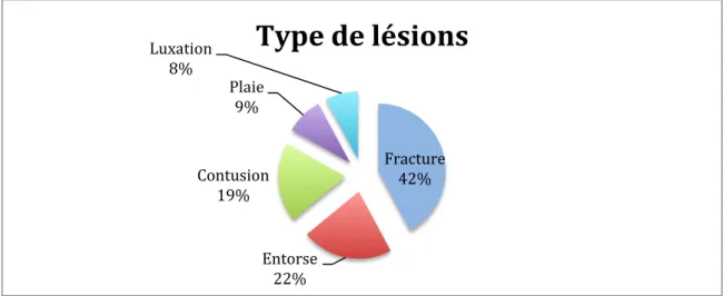 Figure 4 : Type de lésions pour les 178 traumatismes en VTT de descente 