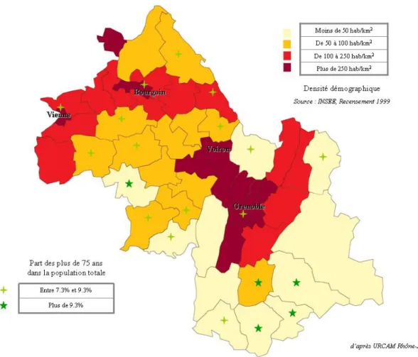 Figure 5. Répartition géographique de la population iséroise en 2003 