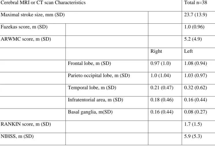 Table 3: Cerebral images characteristics