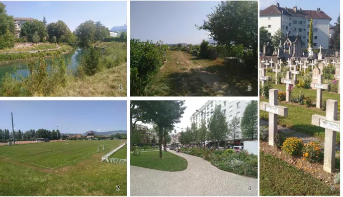 Figure 3 : Aperçu de la diversité des espaces verts à Annecy  
