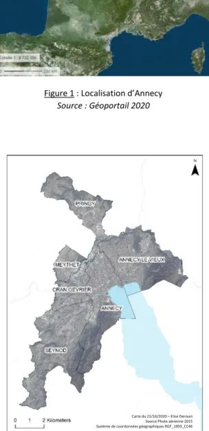 Figure 2 : Carte des communes historique d’Annecy 