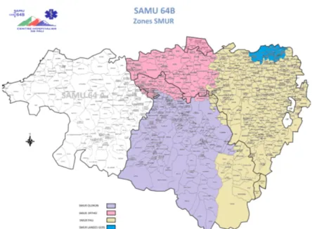 Figure 1 : Carte zonale du SAMU 64B 