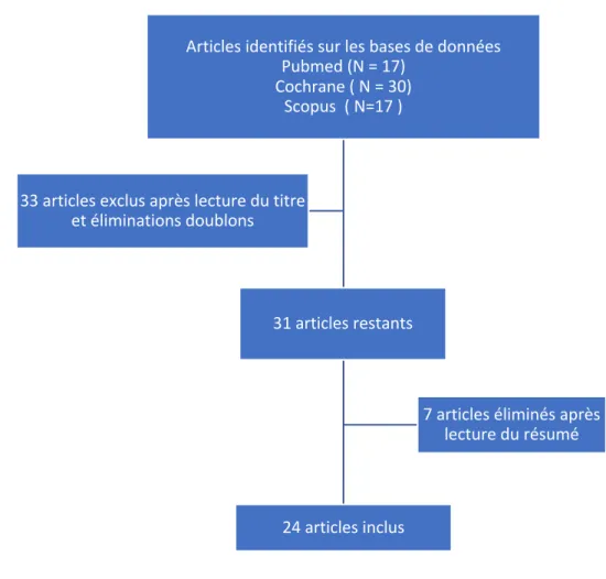 Figure 1 : Flow chart des articles retenus pour la revue de la littérature 