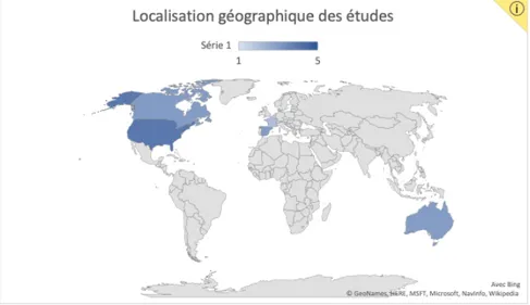 Figure 4 : Localisation géographique des études  