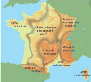 Figure 1 : Les climats en France  métropolitaine [13] 