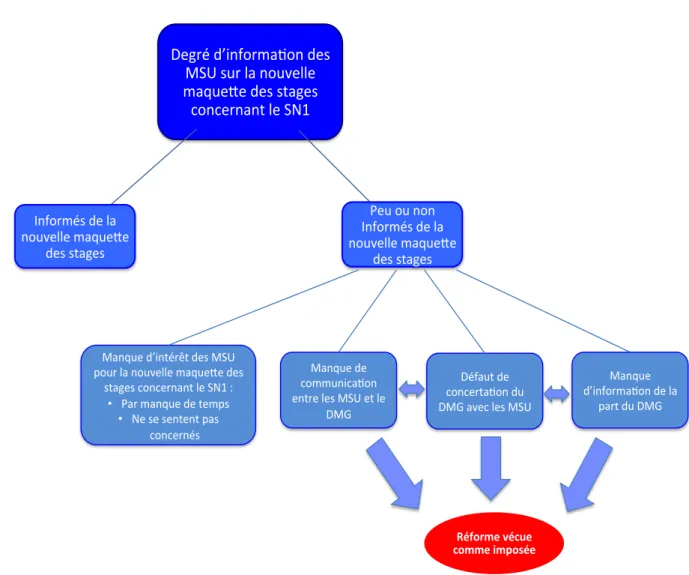Figure 3 : Schéma analytique du degré d’information des MSU sur la réforme du DES  concernant le SN1 par les MSU 