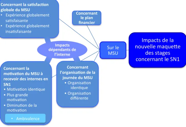 Figure 8 : Schéma analytique des impacts de la nouvelle maquette des stages concernant le  SN1 sur le MSU 