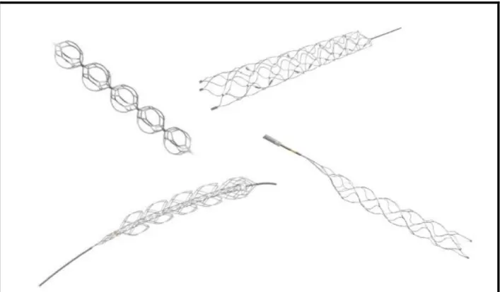 Figure 2: Exemple de stent retriever utilisés en TM, d’après Boustia F. et al., La presse médicale, 2019