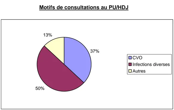 Figure 8 : Motifs de consultation en HDJ/PU 