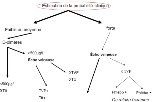 Figure 2 : Arbre décisionnel dans la prise en charge de la TVP des membres inférieurs.