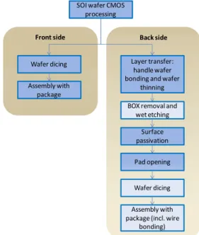 Figure 13 – EUI detector manufacturing and processing flow  (back-side device) 