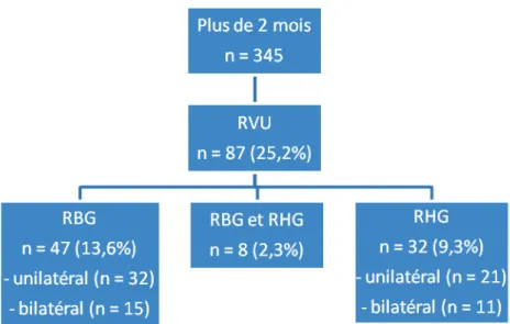 Figure 9 : Répartition des RVU chez les patients de plus de 2 mois 