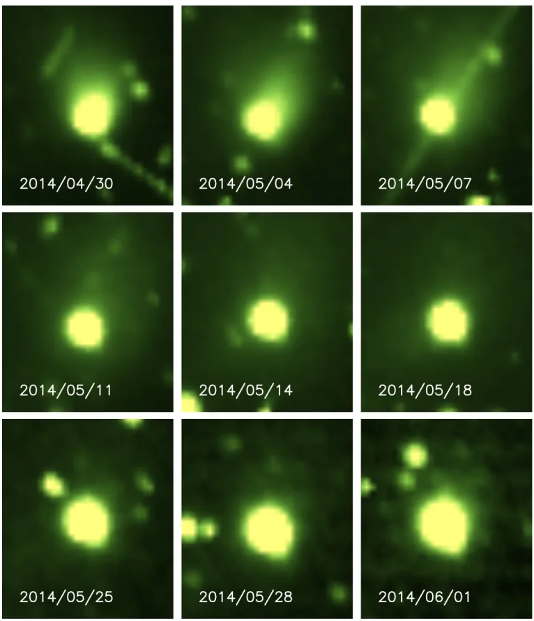 Fig. 1. OSIRIS NAC images used in this work. All the images are oriented North up and east to the left