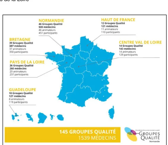 Figure 4 : Cartographie Médecins engagés au GQ en France en 2019 