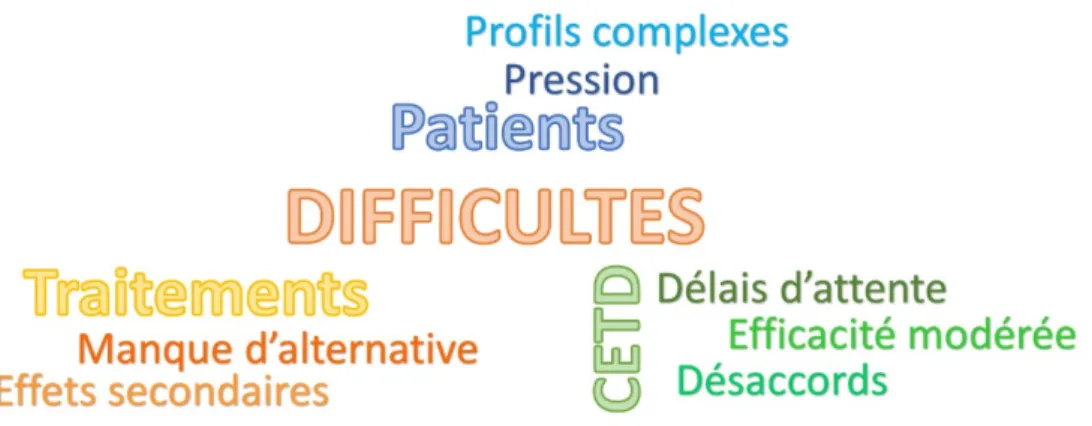 Figure 2 - Mots-clés de la difficulté ressentie par les médecins généralistes dans la prise en charge de la DCNC 