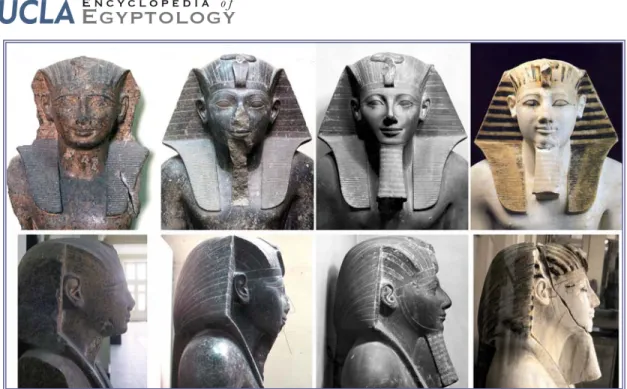 Figure 11. Main physiognomic types in the evolution of Thutmose III’s statuary. 