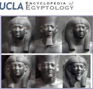 Figure 2. Comparison of the three faces on  Menkaura’s triads, Cairo JE 46499 (top) and 40678  (bottom)