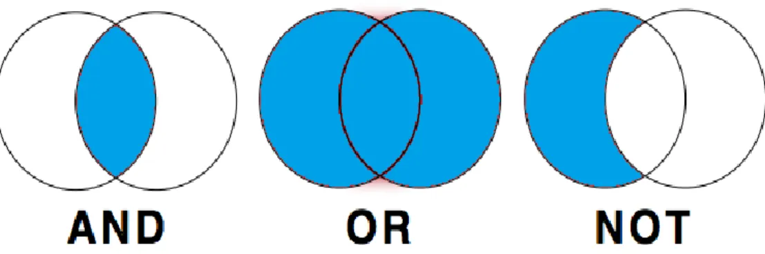 Figure 8 : Représentation de l’influence d’un opérateur booléens entre 2 termes dits MeSH : 