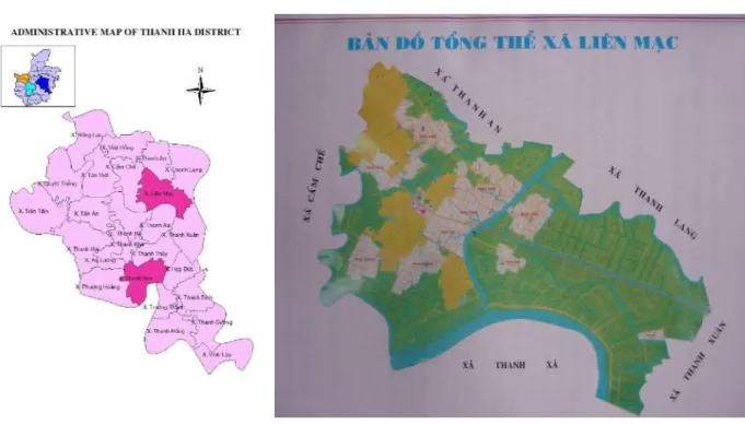 Figure 3.17. Administrative map of Lien Mac commune, Thanh Ha district  (Lien mac's Communist Party, 2009) 