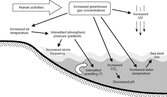 Figure 1.4: Important abiotic changes associated to climate change (Harley et al., 2006)