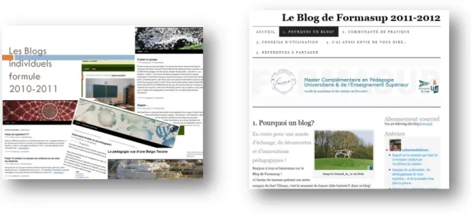 Fig. 2.1 - Les blogs individuels, formule 2010-2011  Fig. 2.2  - Le Blog collectif « de promotion », formule  2011-2012 