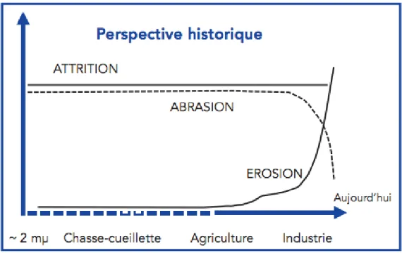 Figure 1 : Evolution des trois mécanismes d’usure au cours de l’Histoire 