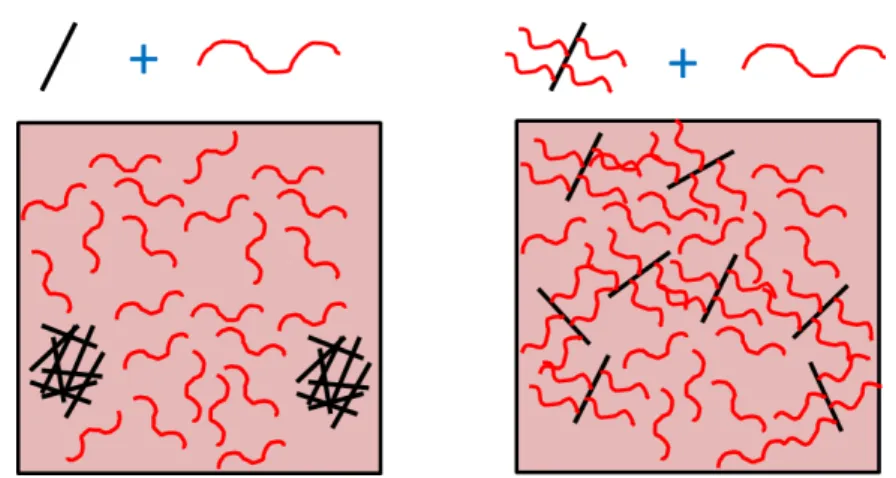 Figure 7 : Effet de la modification de la nanocharge sur la qualité de sa dispersion. 