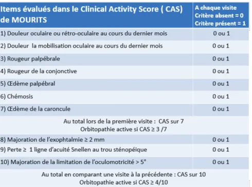 Figure 1 : Clinical Activity Score (CAS)  de Mourits 