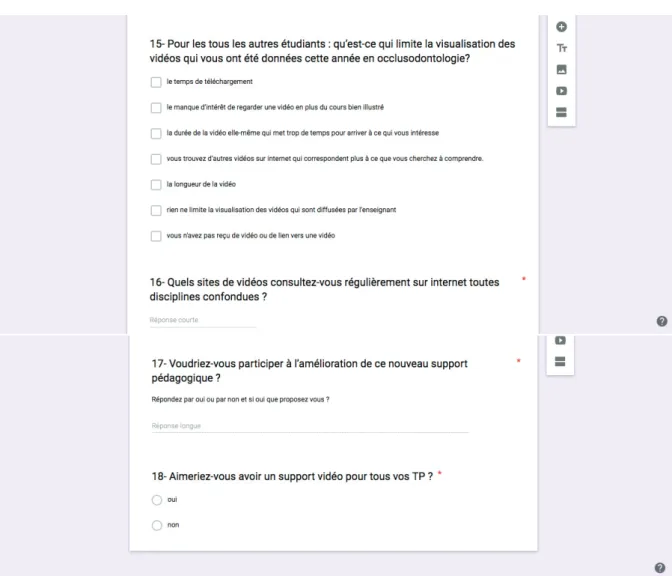 Figure 6 : Capture d’écran du questionnaire tel qu’il est sur GoogleForms  