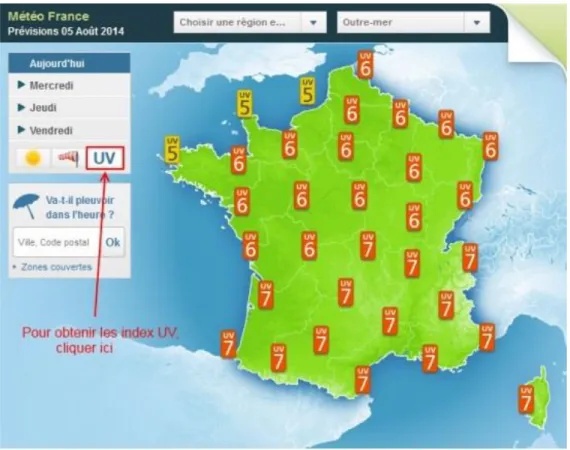 Figure 5 : Indice UV Carte Météo France  22 