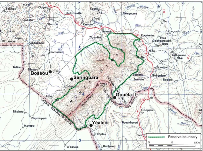 Fig. 17: Chimpanzee study sites in the Nimba region 