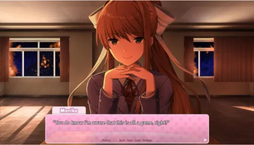 Figure 7 - Game screen when the player is trapped with &#34;Just Monika&#34; 