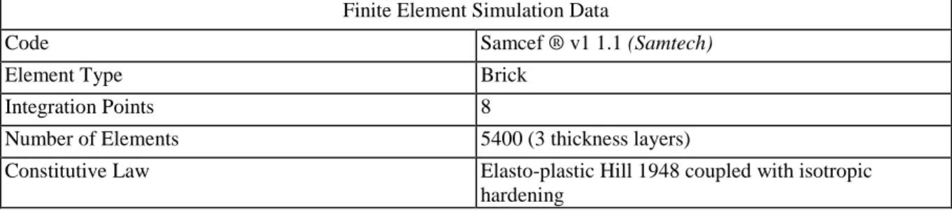 Table 1: Finite element strategy. 