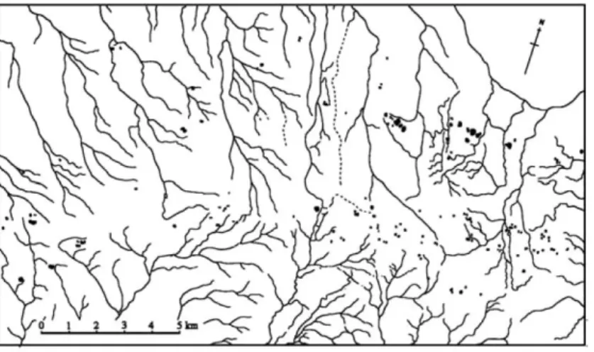 Fig. 3. The two linear series of pingos on the summit of Prince Patrick Island (Pissart 1967)