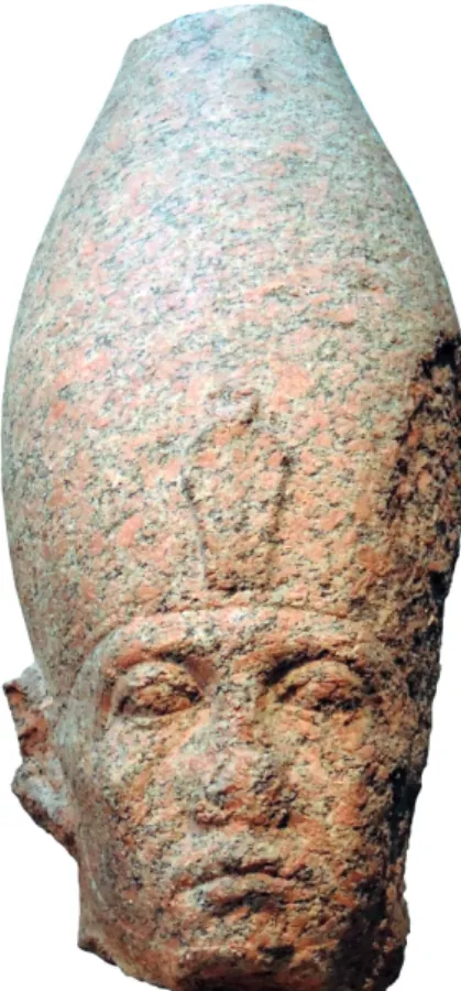 Fig. 1 : Tête d’une statue osiriaque de Sésostris III. 
