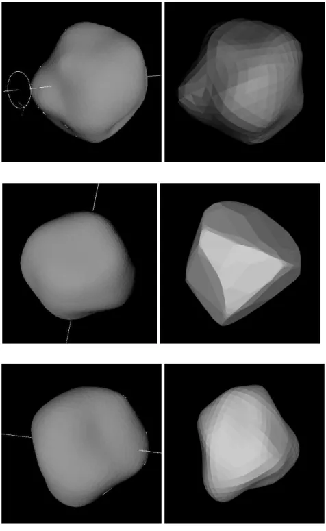 Fig. 3. Sky projections for the same epoch of SAGE (left) and ADAM (right) shape models of asteroid (14) Irene