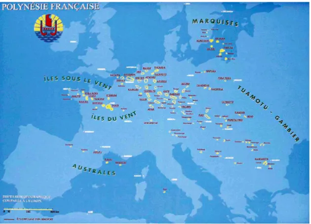Figure 11: La Polynésie française et ses archipels à l’échelle de l’Europe 