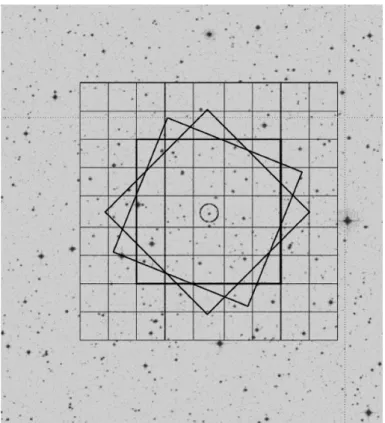 Fig. 1. Dither pattern of the FAP observations on the Mark A ﬁeld. The pattern includes two rotated frames