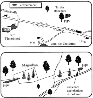 fig 3 : Localisation d’affleurements représentatifs de la Formation de Philip- Philip-pevllle (PHV)