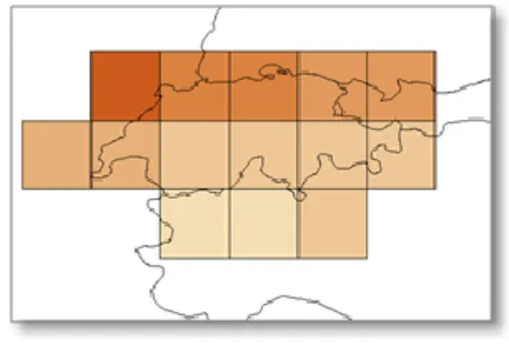 Figure 2.5 — Relation spatiale entre la Suisse et les cellules qui la composent 4