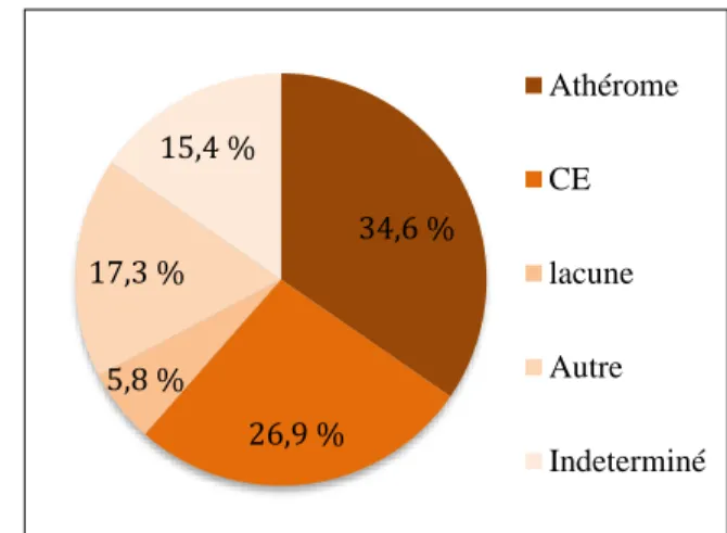 Figure  8 :  Localisation  anatomique  de  l’AVC  selon  la classification de Bamford  