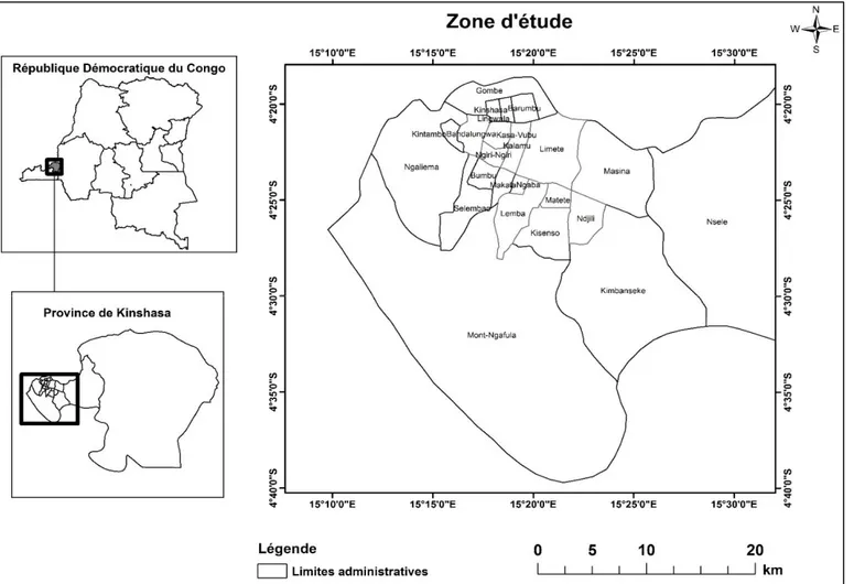 Figure 3 : Localisation de la zone d’étude source : Shapefile RGC, février 2016