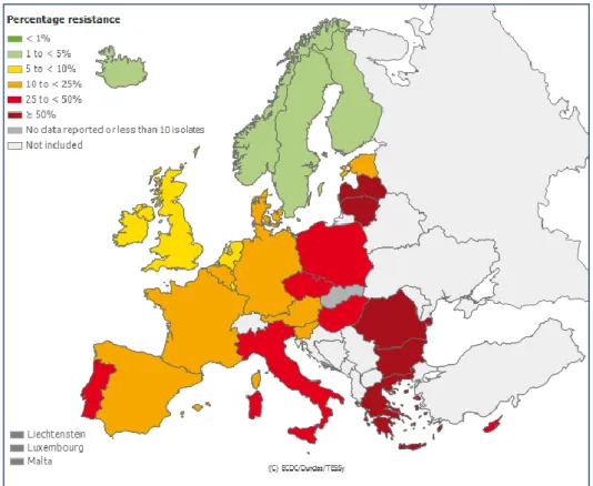 Figure 6. Prévalence des souches Résistantes aux C3G de  K.pneumoniae en 2010 