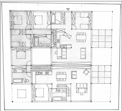 Fig 50 - Représentation 2D : plan dessiné aux  instruments. [Dessin de l’auteur, 2006] 