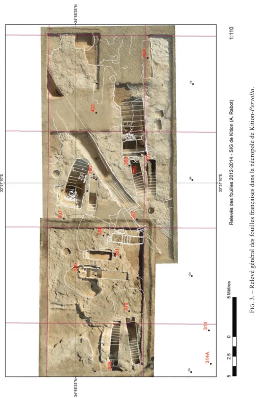 fig. 3. – Relevé général des fouilles françaises dans la nécropole de Kition-Pervolia