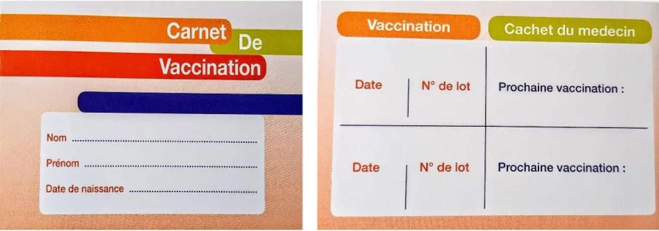 Figure 7 : carnet de vaccination distribué par un médecin généraliste en ville 