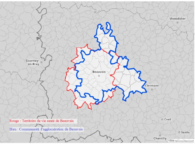 Figure 2 : Carte modifié sur PAINT ®, issue de CARTOSANTE, disponible sur :  https://cartosante.atlasante.fr/#bbox=601332,6954568,74443,45996&amp;c=indicator 