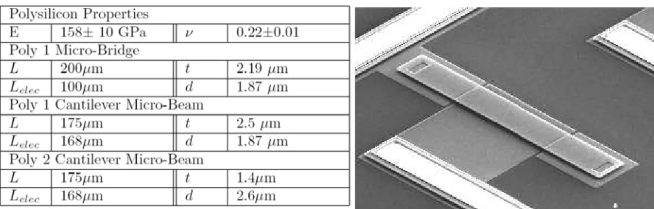 Figure 17: Dimensions and characteristics of the studied micro-devices. 