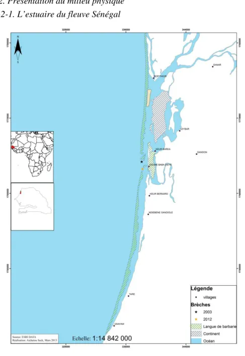 Fig. 1: l’estuaire du Fleuve Sénégal (Source : A. Seck, 2013) 